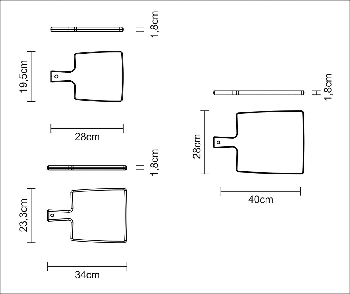 Tramontina Juego de Tablas de Madera de Teca 3 Piezas