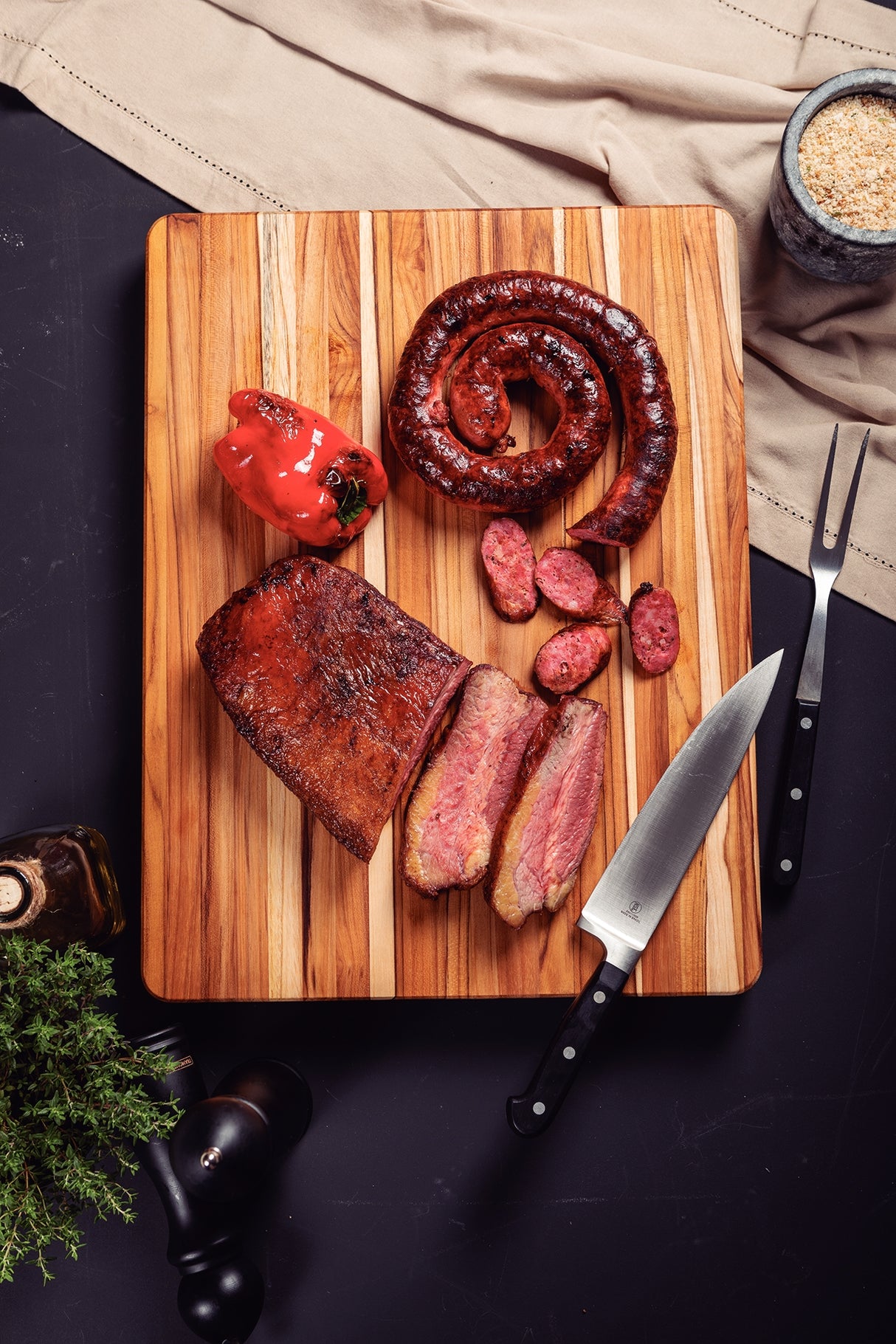 Tabla para Carne/Barbacoa en Madera de Teca Churrasco Premium 50 x 38 cm