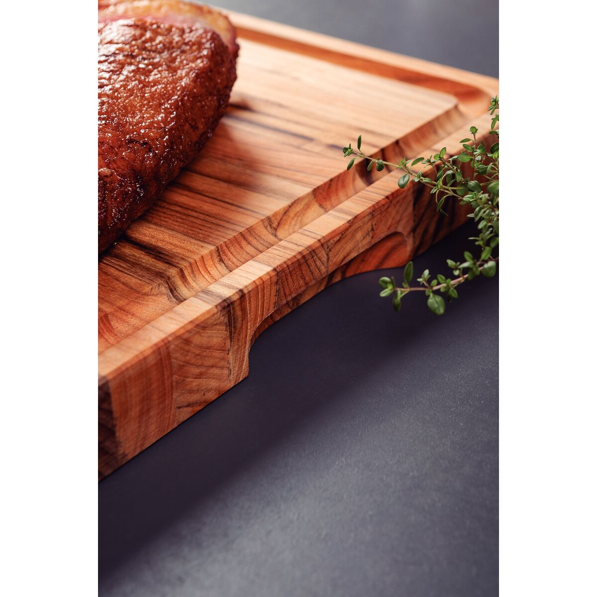 TABLA DE TECA PARA PRESENTACION Y CORTE 60 X 40 X 4,5CM - CHURRASCO PREMIUM