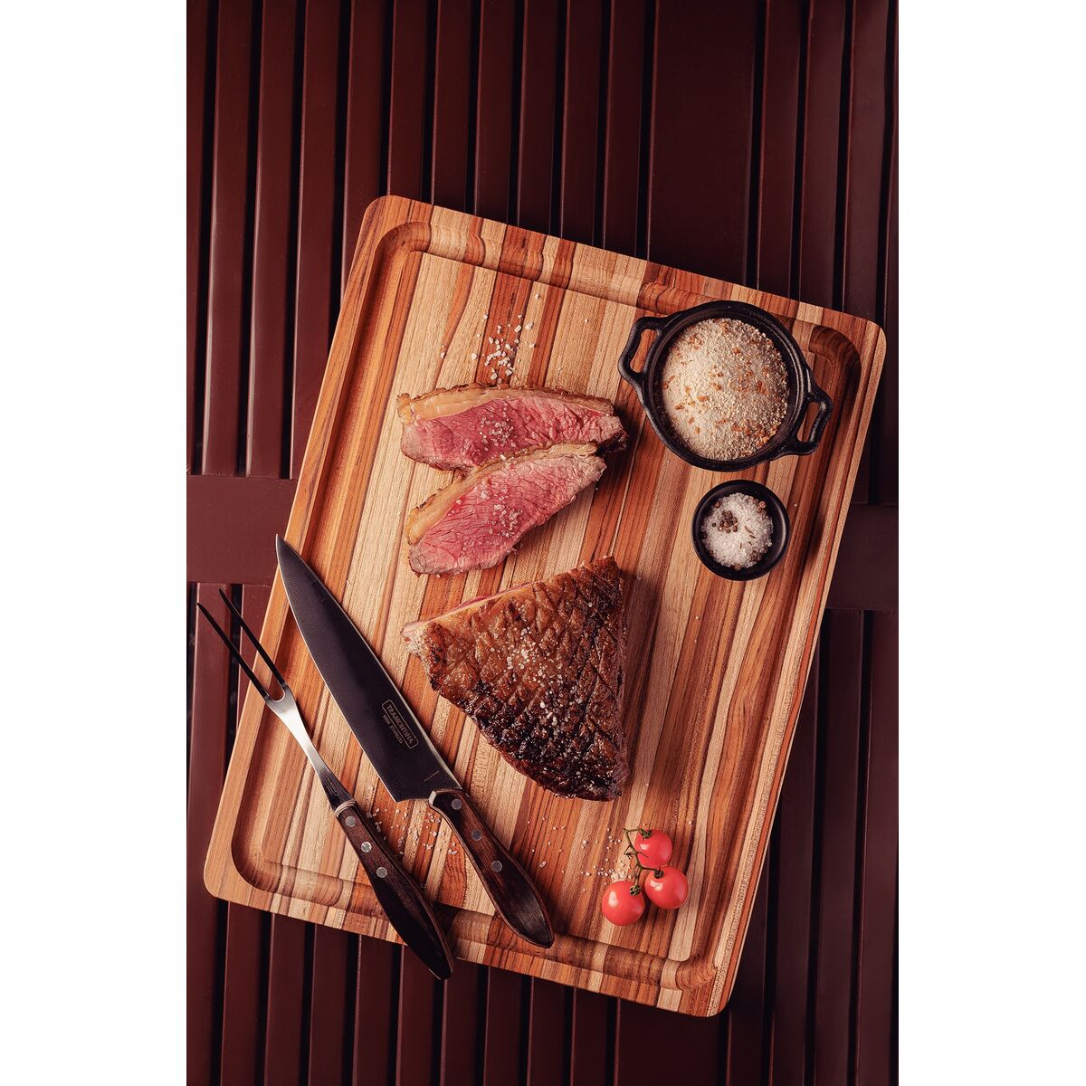 TABLA DE TECA PARA PRESENTACION Y CORTE 40 X 30 X 3CM - CHURRASCO PREMIUM