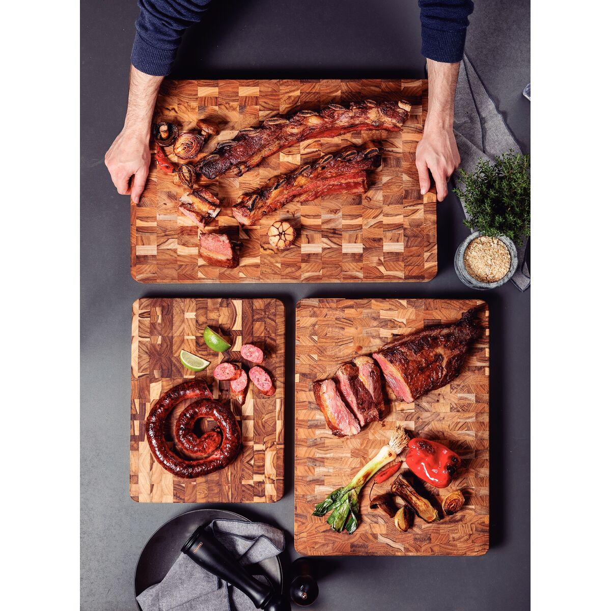 TABLA DE TECA PARA PRESENTACION Y CORTE 60 X 40 X 4,5CM - CHURRASCO PREMIUM