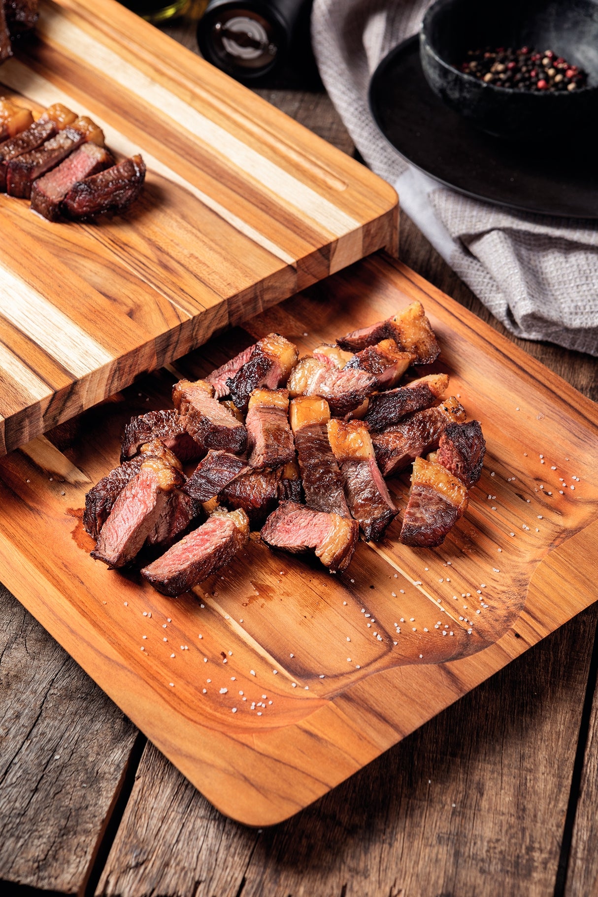 Juego de Tabla + Bandeja en Madera de Teca Churrasco Premium 40 x 30 cm