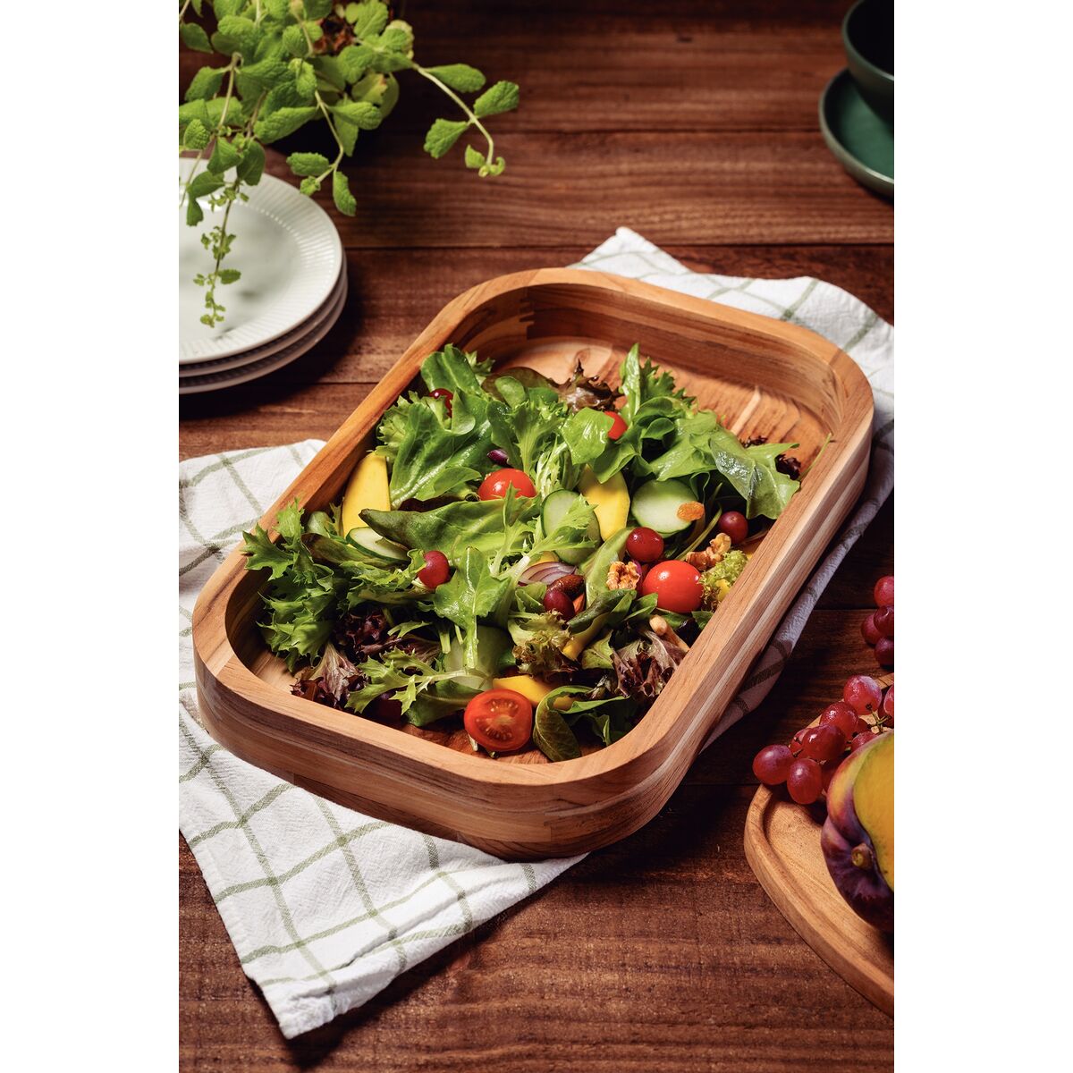 FUENTE DE MADERA DE TECA 40X25X5CM - CHURRASCO ESSENCIAL