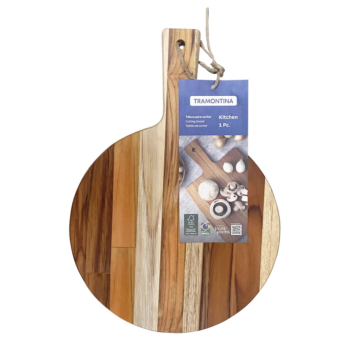 Tabla de cortar redonda para Pizza Madera Teca Kitchen 40 x 28 cm