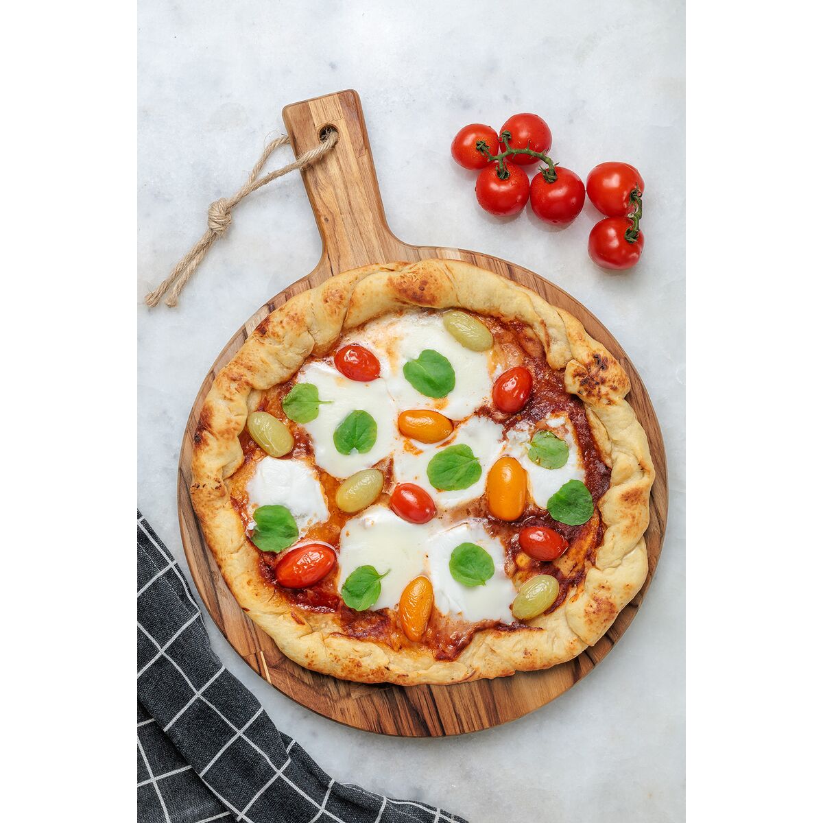 Tramontina Tabla de cortar redonda para Pizza Madera Teca Kitchen 40 x 28 cm