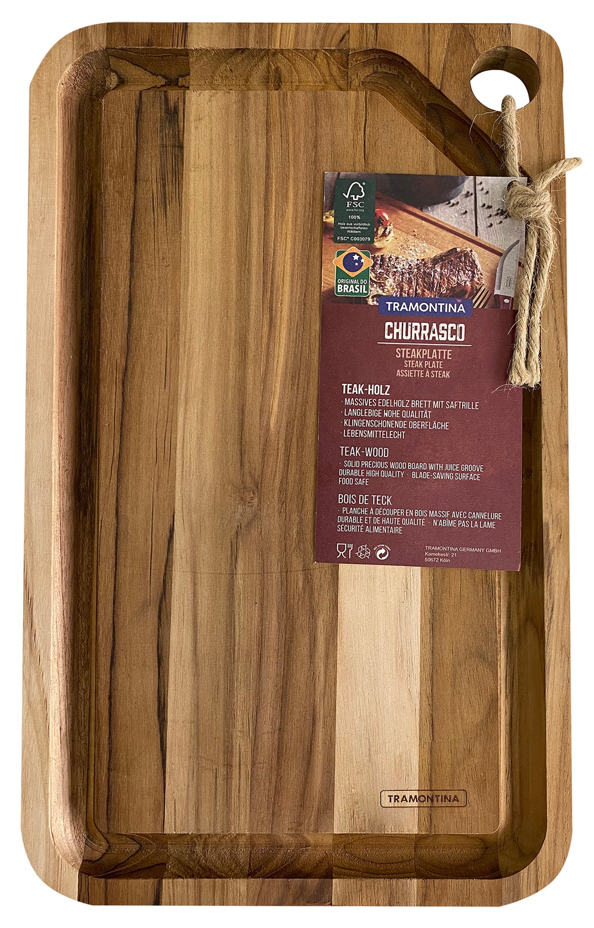 Tabla de cortar de Madera de Teca Churrasco Essencial 40 x 24 cm
