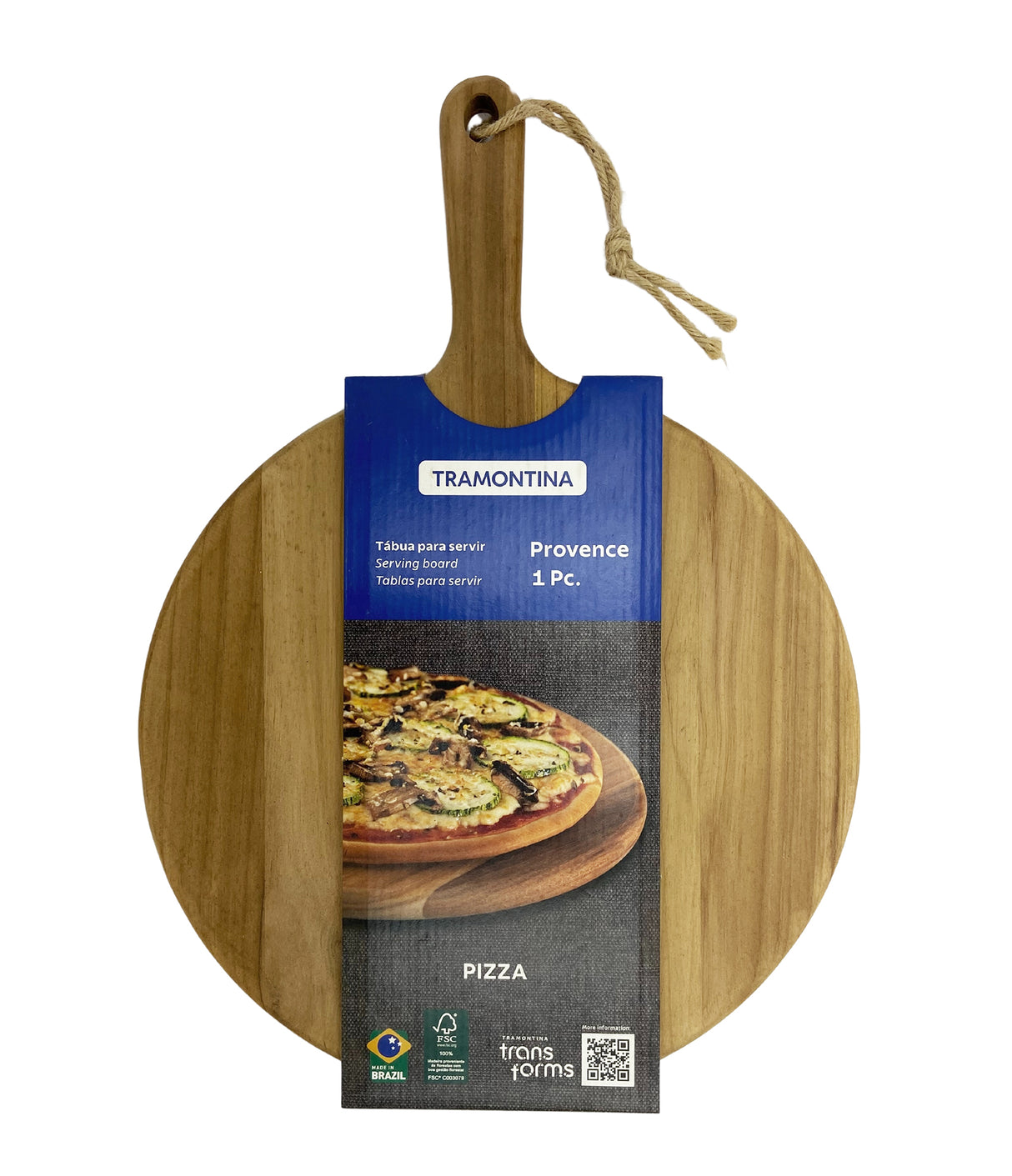 Tabla para Pizza Redonda en Madera de Teca Provence 40 x 28 cm
