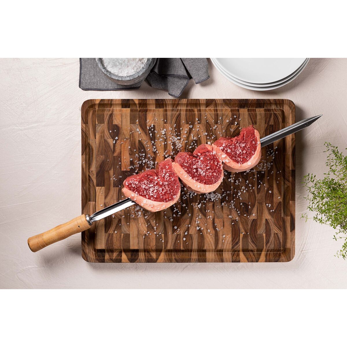 TABLA DE TECA PARA PRESENTACION Y CORTE 45 X 34 X 3CM - CHURRASCO ESSENCIAL