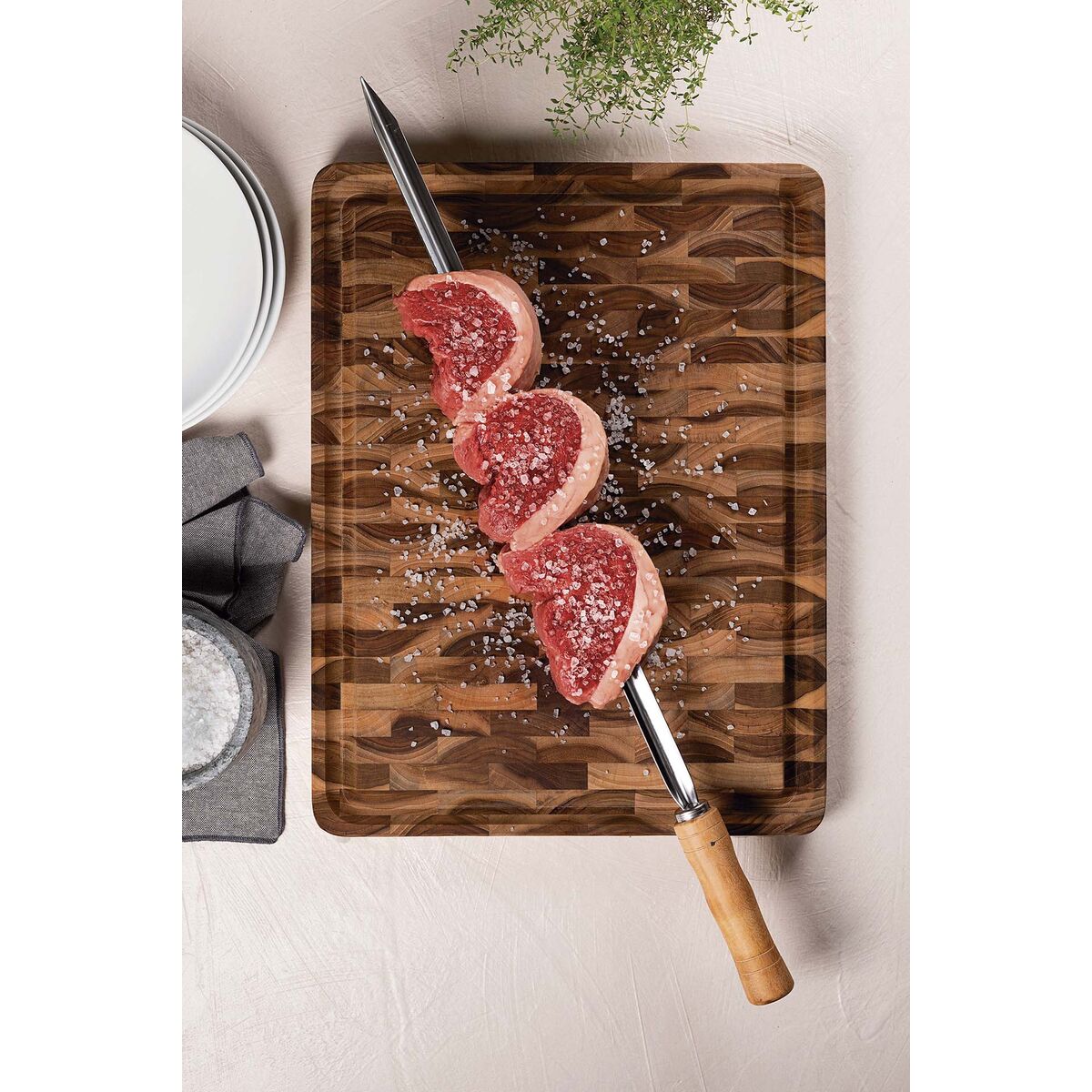 TABLA DE TECA PARA PRESENTACION Y CORTE 45 X 34 X 3CM - CHURRASCO ESSENCIAL