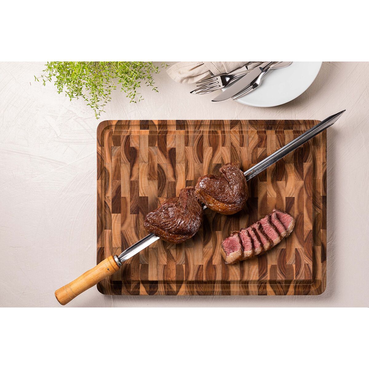 Tramontina Tabla de Madera Teca Churrasco Essencial 45 x 34 cm