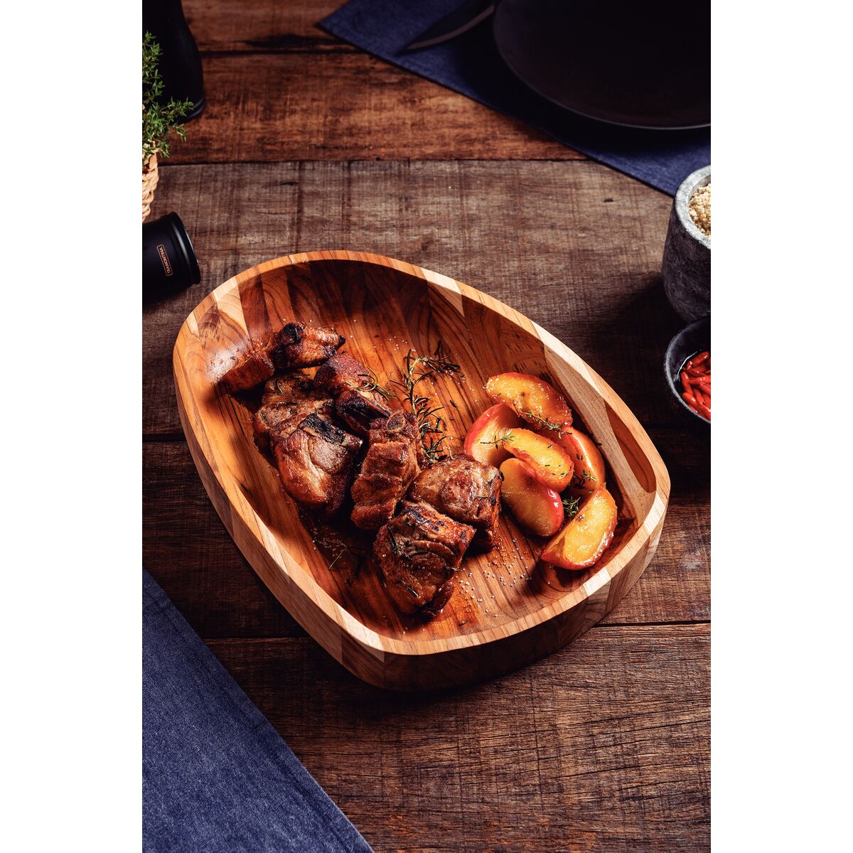 TABLA DE TECA PARA SERVICIO Y PRESENTACION 37 X 30 X 5CM - CHURRASCO PREMIUM