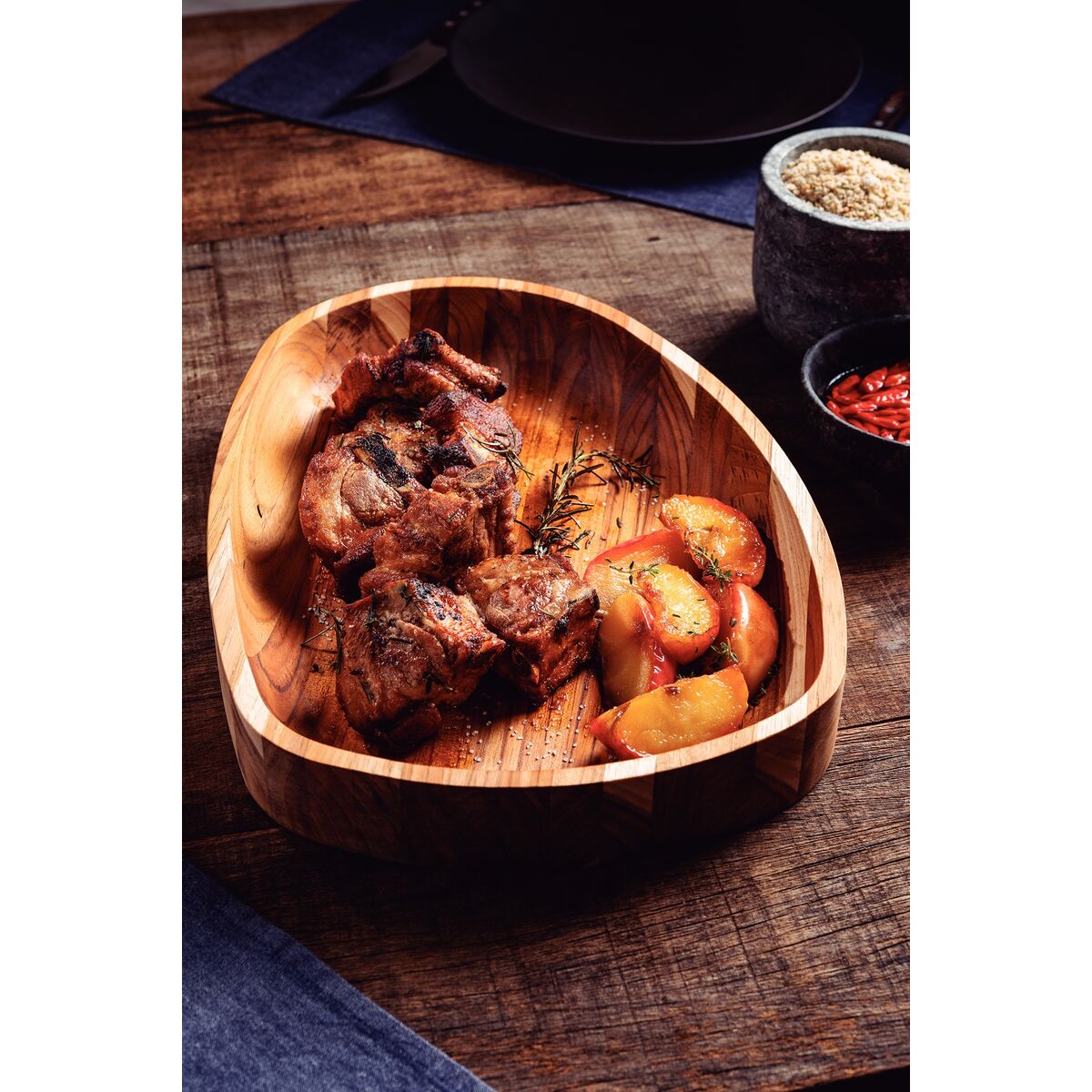 TABLA DE TECA PARA SERVICIO Y PRESENTACION 37 X 30 X 5CM - CHURRASCO PREMIUM