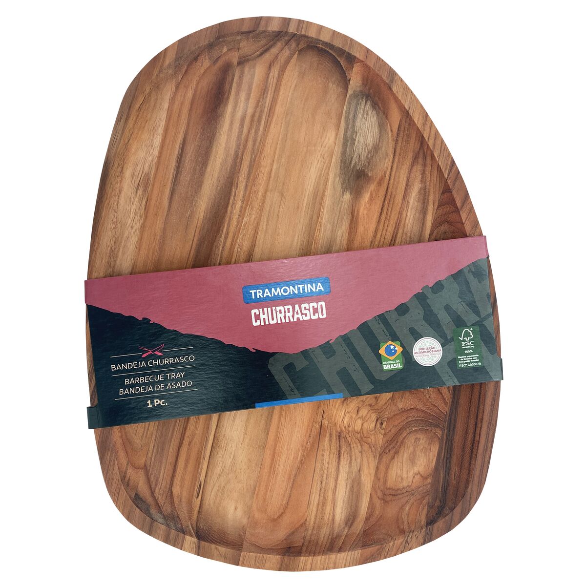 Tabla Bandeja de Madera Teca certificada para Servir 44 x 33 cm Churrasco Premium