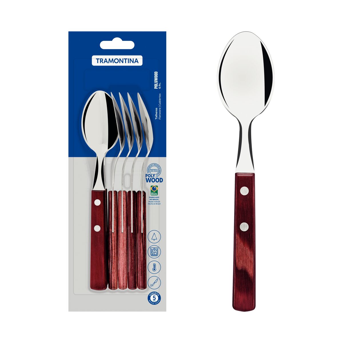 Juego de Cucharas de Mesa Polywood Rojo 6 piezas