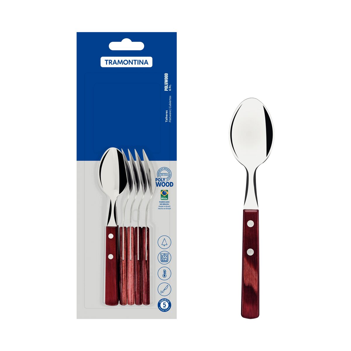 Juego de Cucharas de Té Polywood Rojo 6 piezas