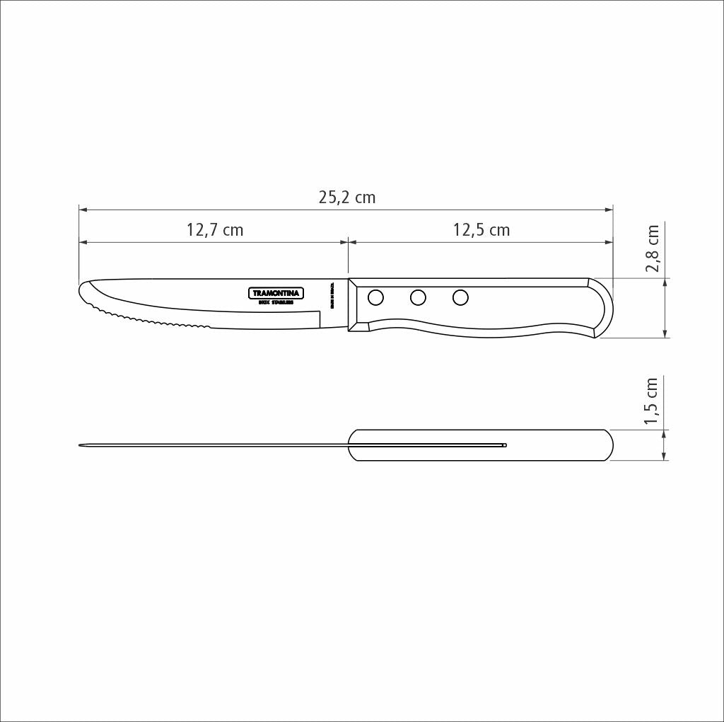 Tramontina Cuchillo Jumbo para Carne Punta Redonda Polywood Castaño 12 Un
