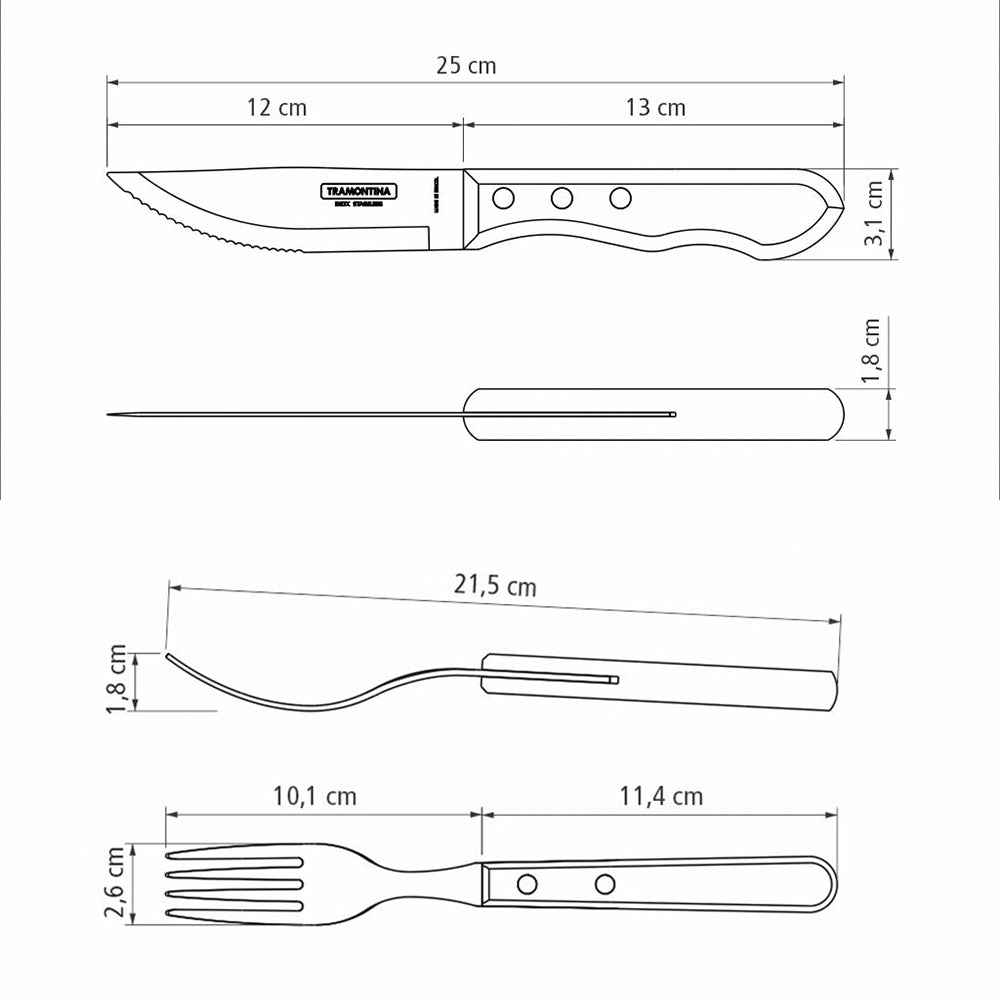 Tramontina Juego de Cubiertos para Carnes Polywood Castaño 4 Piezas