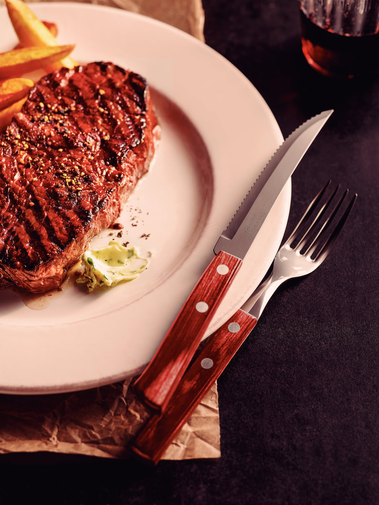 Tramontina Juego de Cubiertos para Carne Polywood Rojo 12 piezas