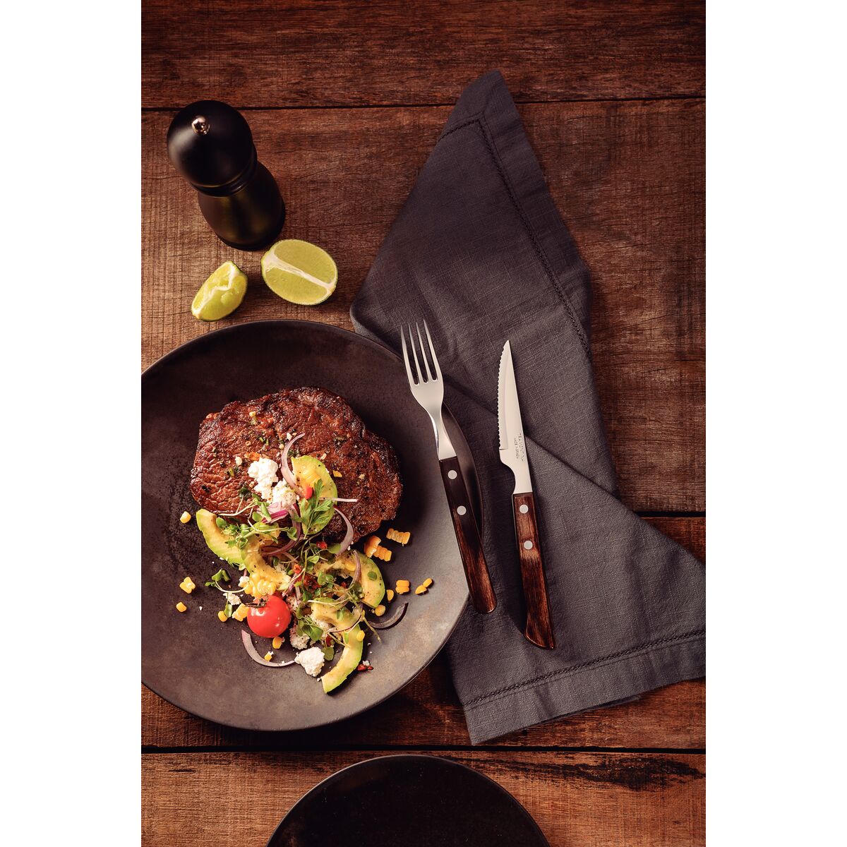 JUEGO CUBIERTOS PARA CARNE/ BBQ 12PZAS. - POLYWOOD CASTAÑO