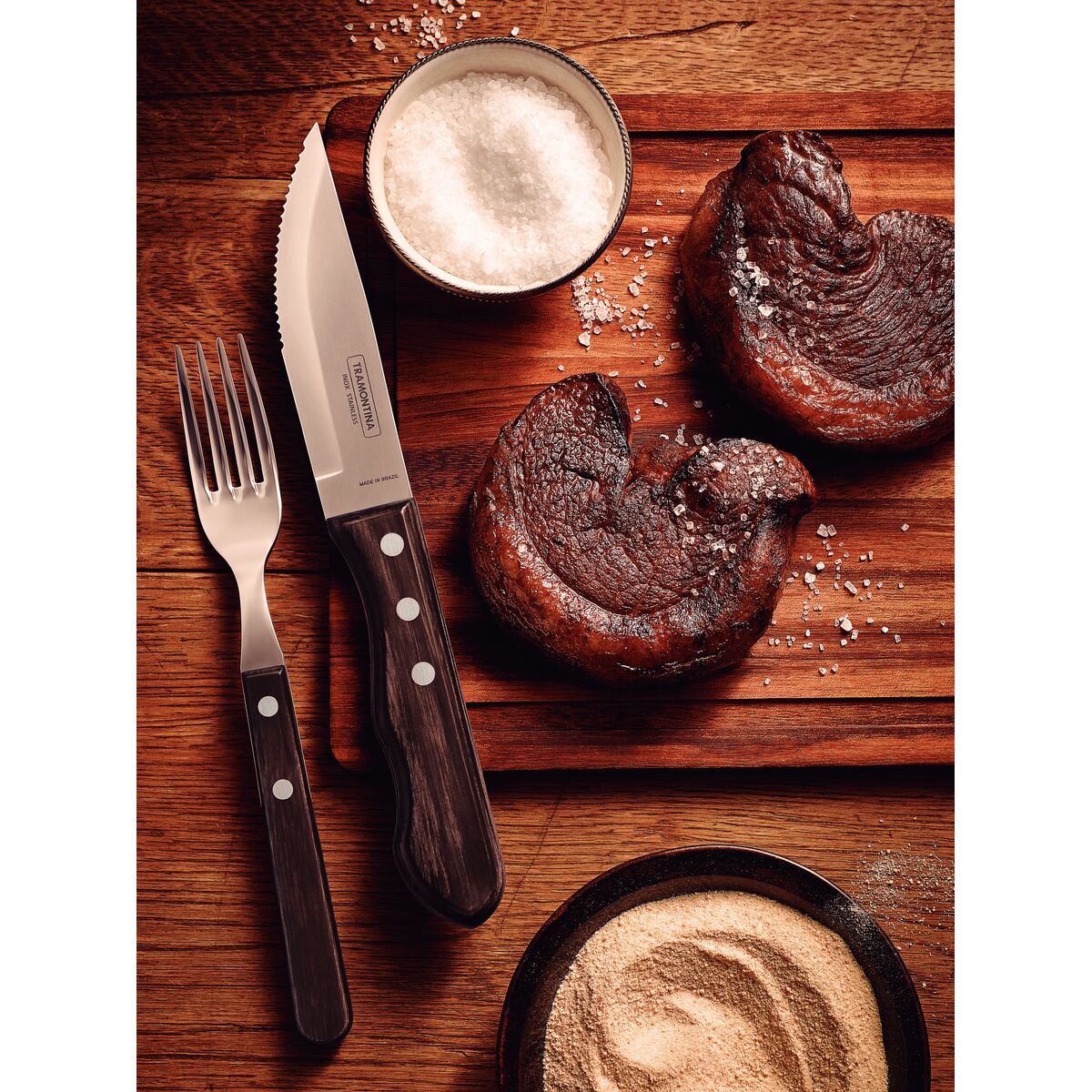 JUEGO CUBIERTOS PARA CARNE 12PZAS. - POLYWOOD CASTAÑO