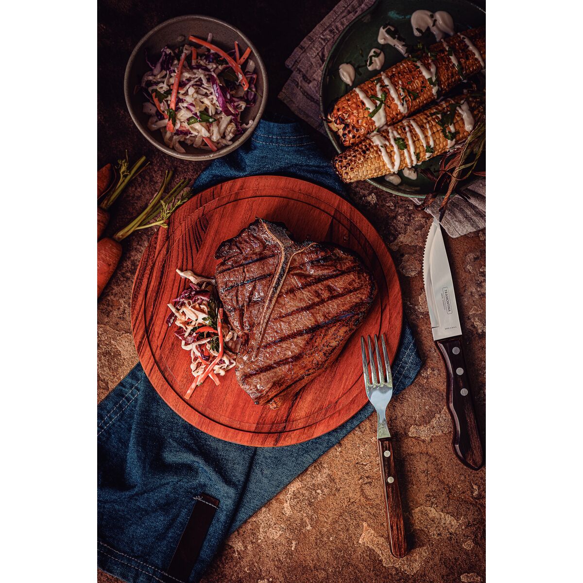 JUEGO CUBIERTOS PARA CARNE 12PZAS. - POLYWOOD CASTAÑO