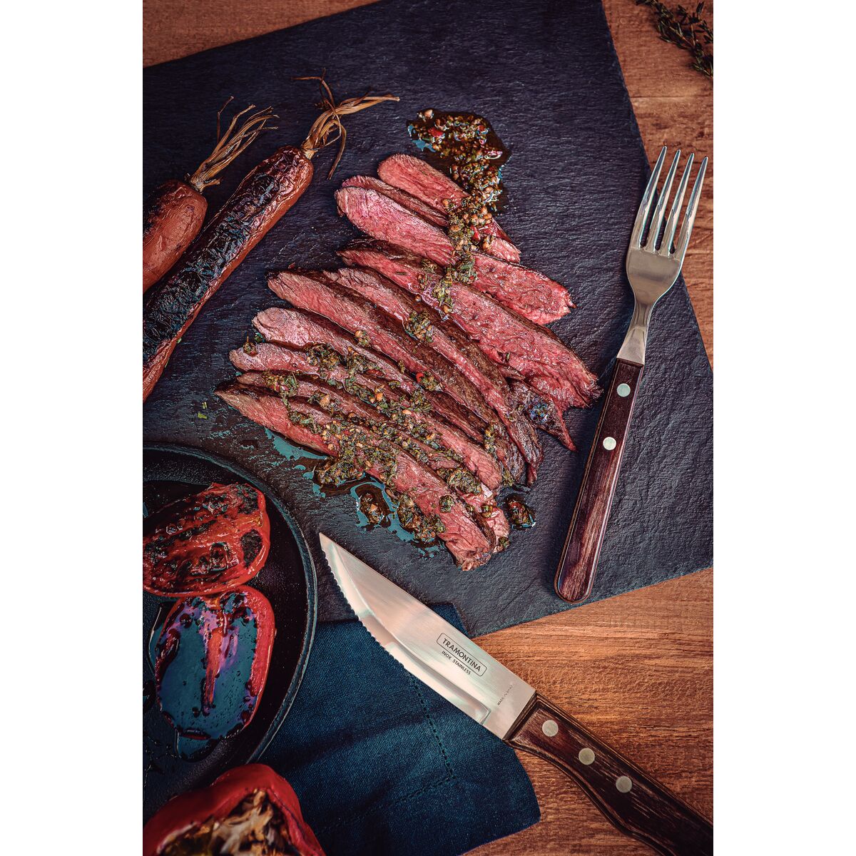 JUEGO CUBIERTOS PARA CARNE 12PZAS. - POLYWOOD CASTAÑO