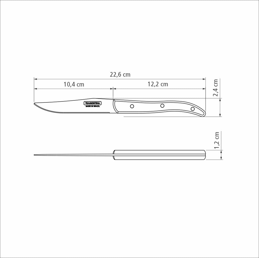 Tramontina Juego de Cuchillos para Carne Polywood Castaño Filo Liso 4 Piezas