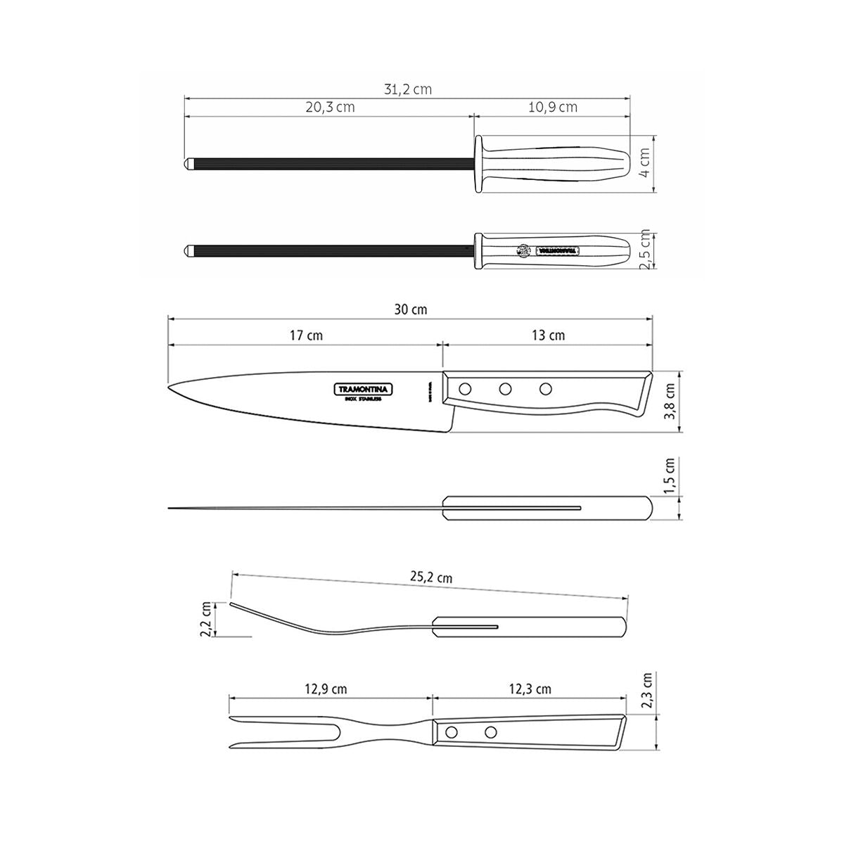 JUEGO ÚTILES PARA BARBACOA 3PZAS. - TRADICIONAL