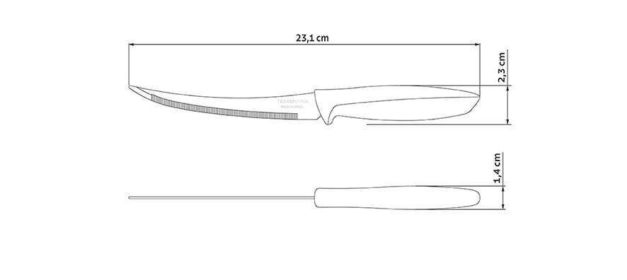 Tramontina Cuchillo para Tomates en Acero Inoxidable y Polipropileno Negro 12 unidades