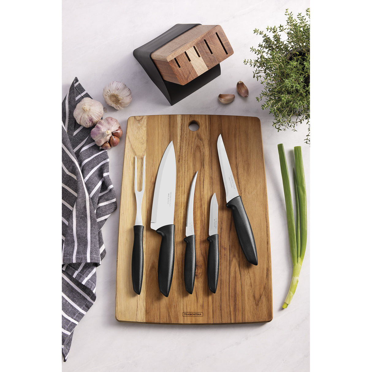 Juego de Cuchillos con y Soporte de Madera 6 piezas Plenus