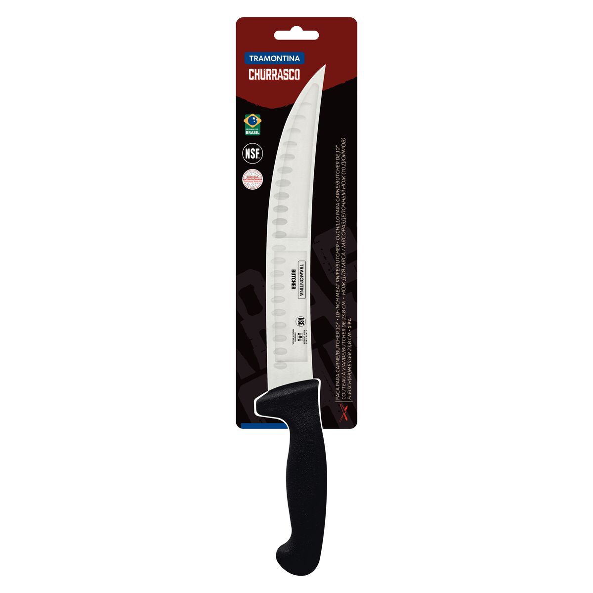 Cuchillo Carnicero Butcher Curvo Alveolado Professional Negro NSF 25 cm
