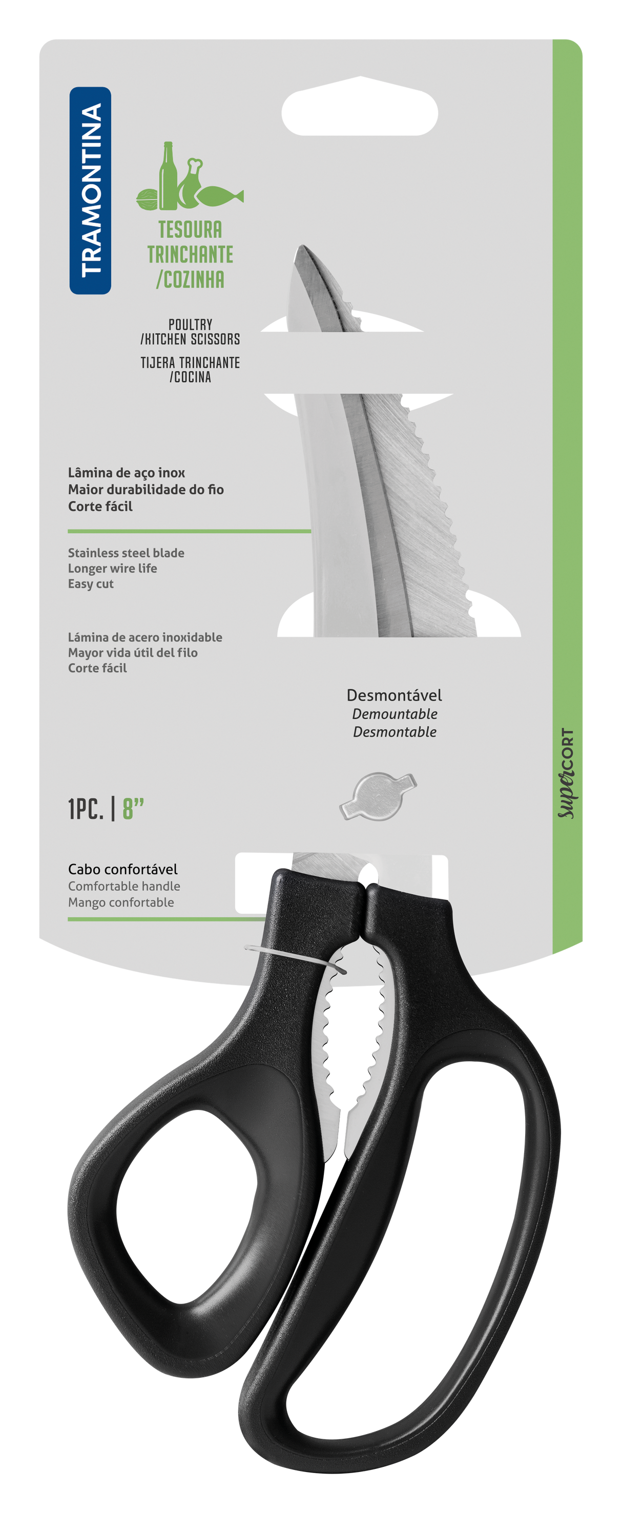 Tijera Trinchante en Acero Inoxidable y Mango de Polipropileno Negro