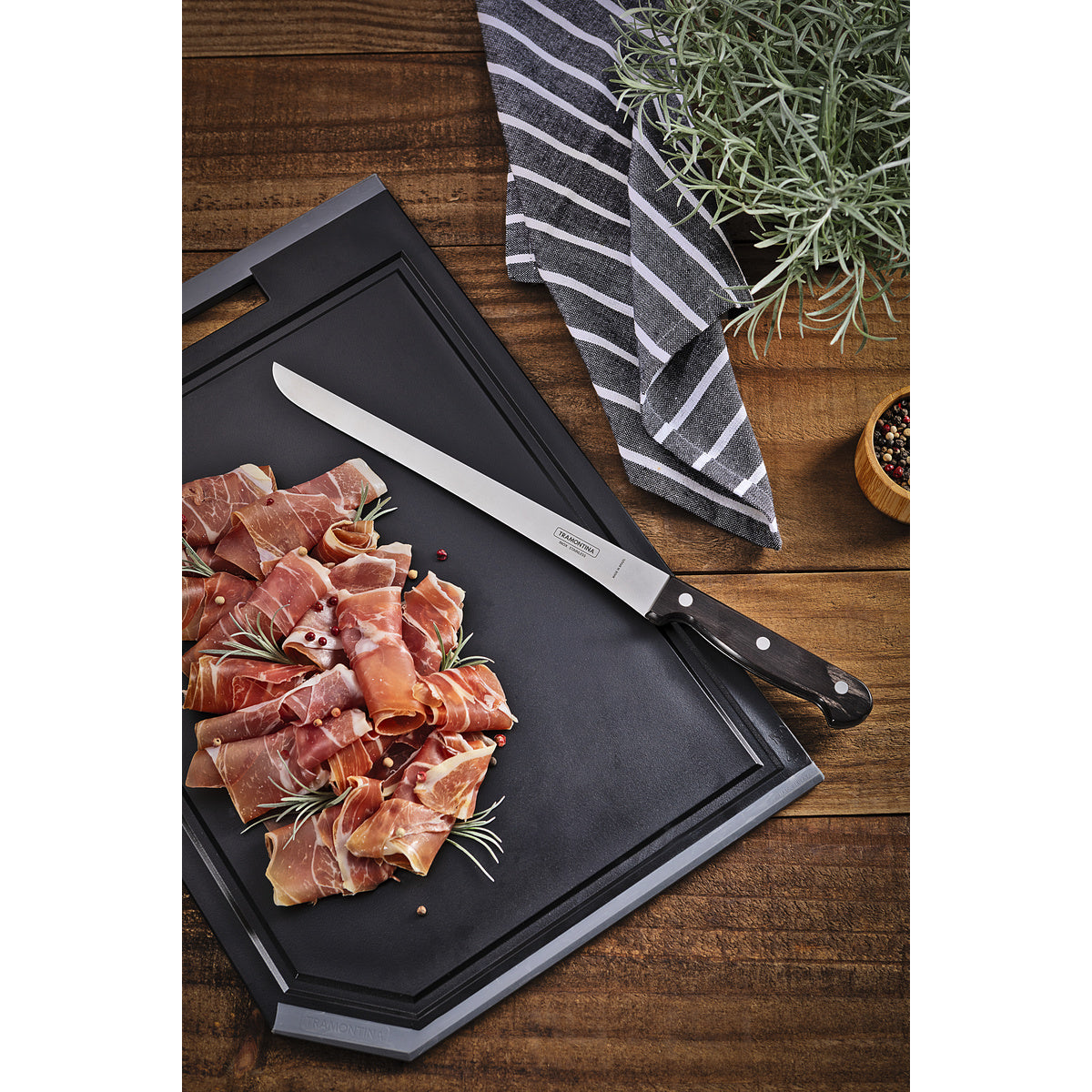 Tramontina Cuchillo Jamonero en Acero Inoxidable Polywood Castaño 25 cm