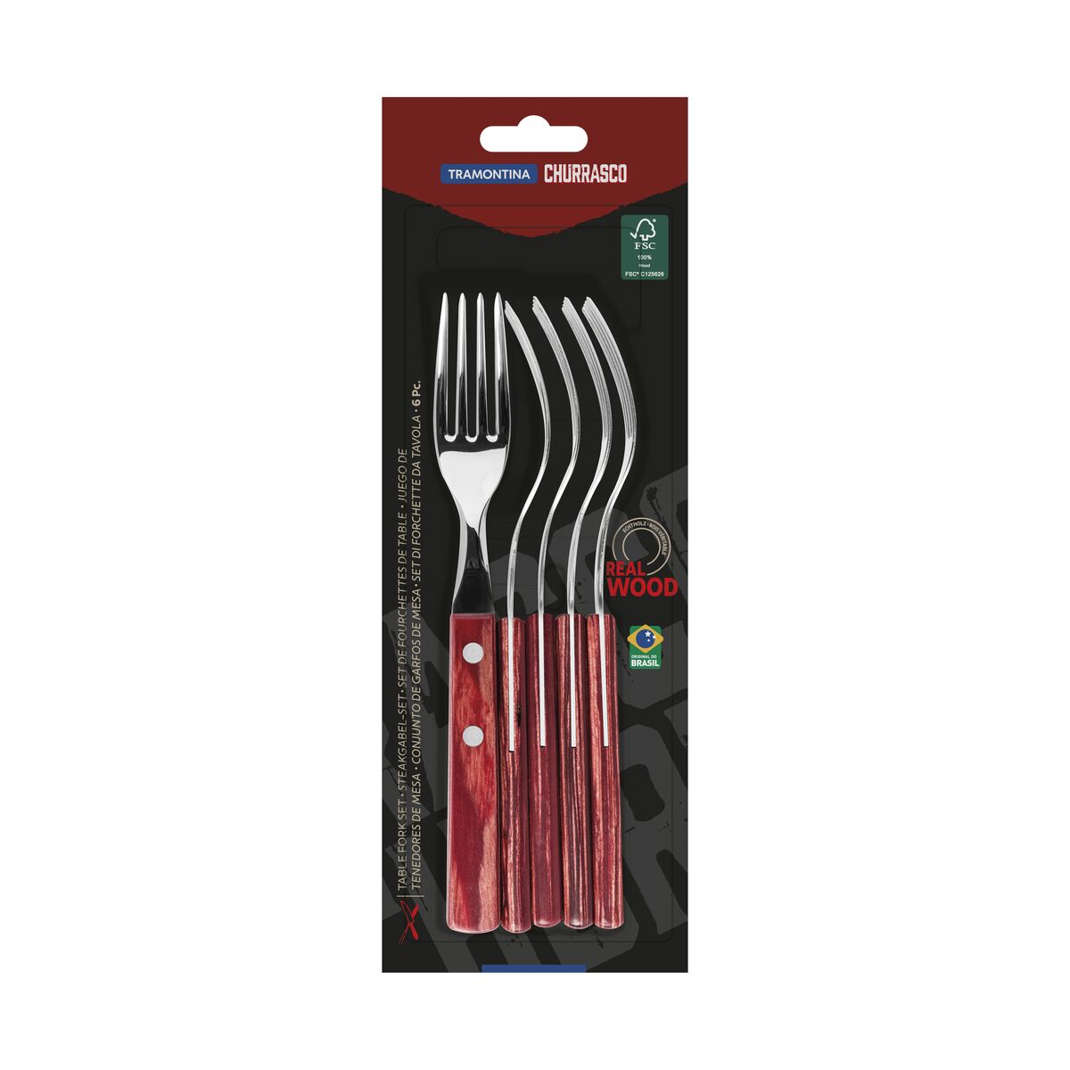 JUEGO DE TENEDORES P/CARNE 6PZAS. - POLYWOOD FSC ROJO