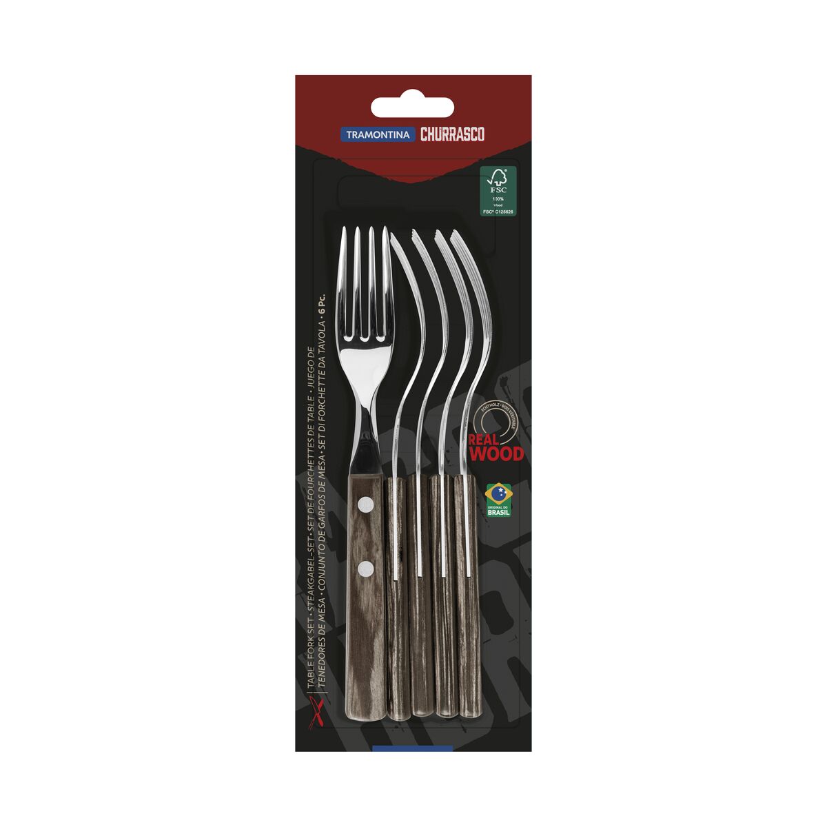 JUEGO DE TENEDORES P/ CARNE 6PZAS. - POLYWOOD CASTAÑO