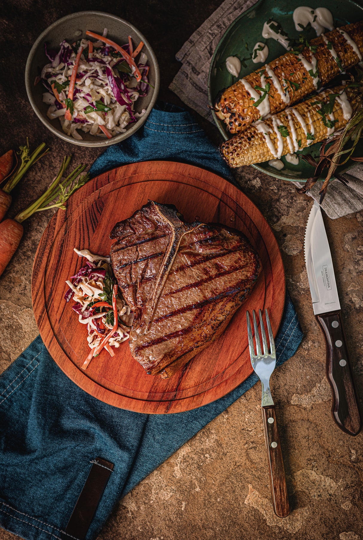 Tramontina Juego de Cuchillos para Asado Jumbo Polywood Castaño 6 Piezas