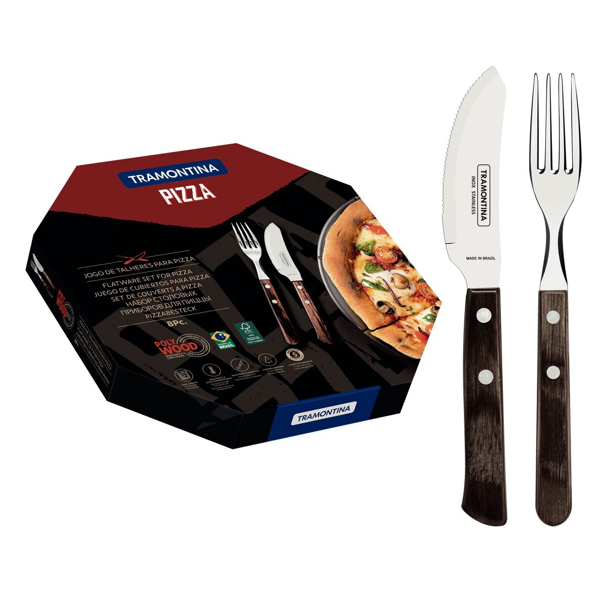 JUEGO PARA PIZZA 8 PZAS. - POLYWOOD FSC