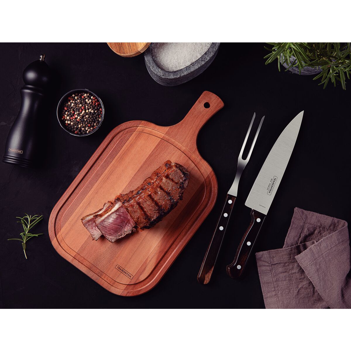 JUEGO ÚTILES BARBACOA 3PZAS. FSC - POLYWOOD CASTAÑO