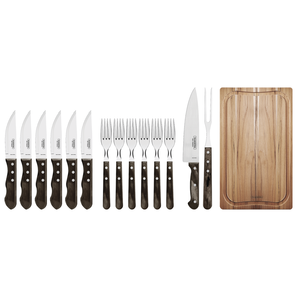 Maletín Juego de Cubiertos 15 Piezas Polywood Castaño