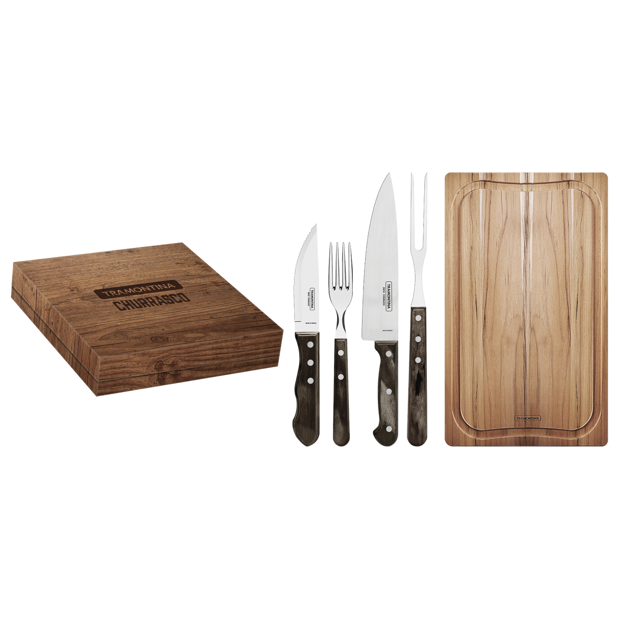 Maletín Juego de Cubiertos 15 Piezas Polywood Castaño