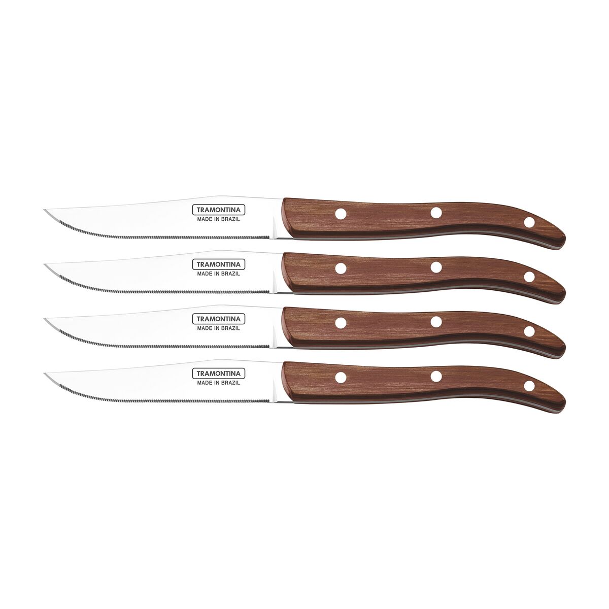 Tramontina Juego Cuchillos Chuleteros para Carne Polywood Castaño FSC 4 piezas *Filo con microsierra