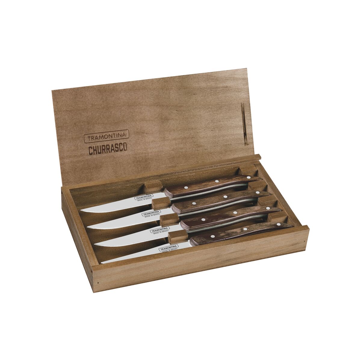 Tramontina Juego Cuchillos Chuleteros para Carne Polywood Castaño FSC 4 piezas *Filo con microsierra