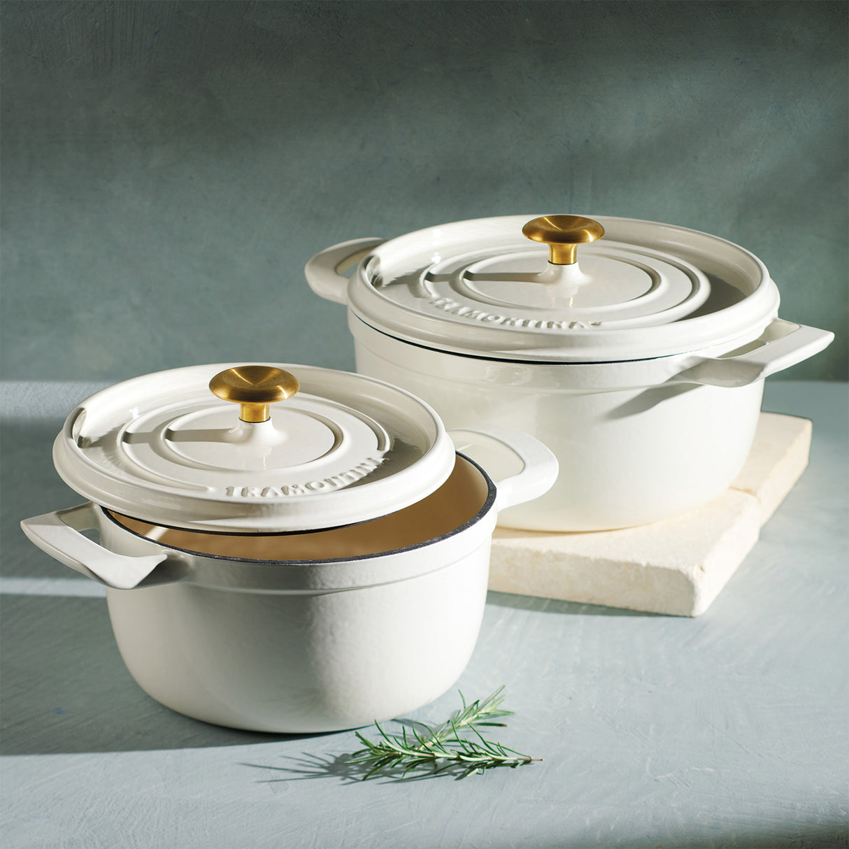 Tramontina Cocotte con Tapa de Hierro Fundido Esmaltado Latte 22 cm