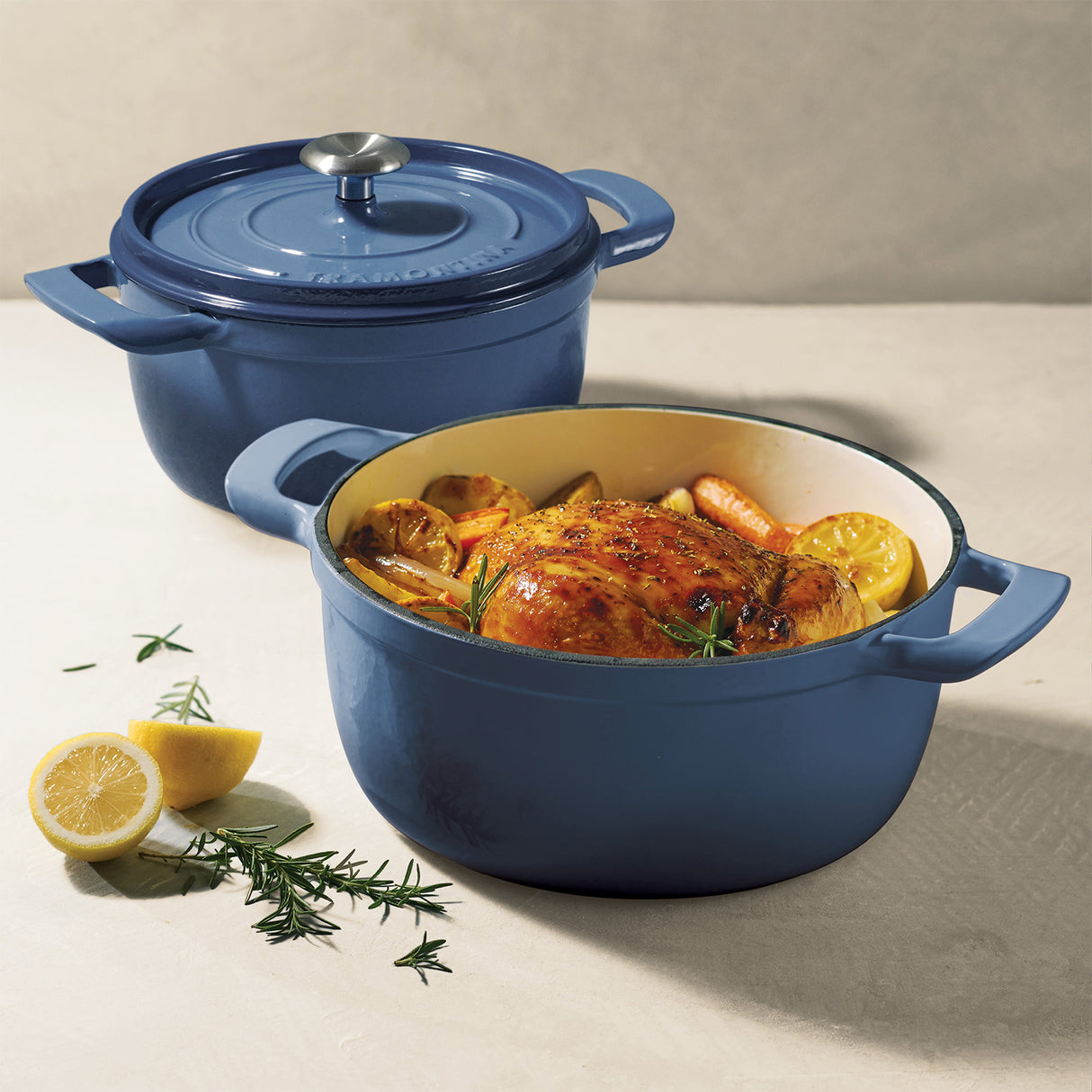 Tramontina Cocotte con Tapa de Hierro Fundido Esmaltado Azul 26 cm