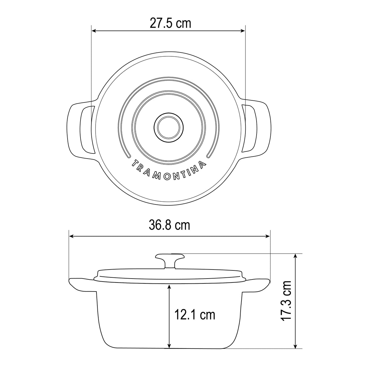 Tramontina Cocotte con Tapa de Hierro Fundido Esmaltado Latte 26 cm