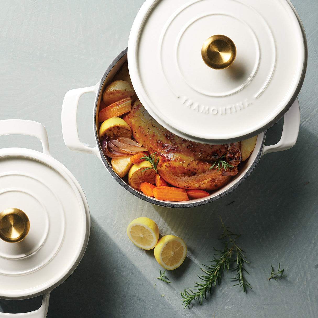 Tramontina Cocotte con Tapa de Hierro Fundido Esmaltado Latte 26 cm