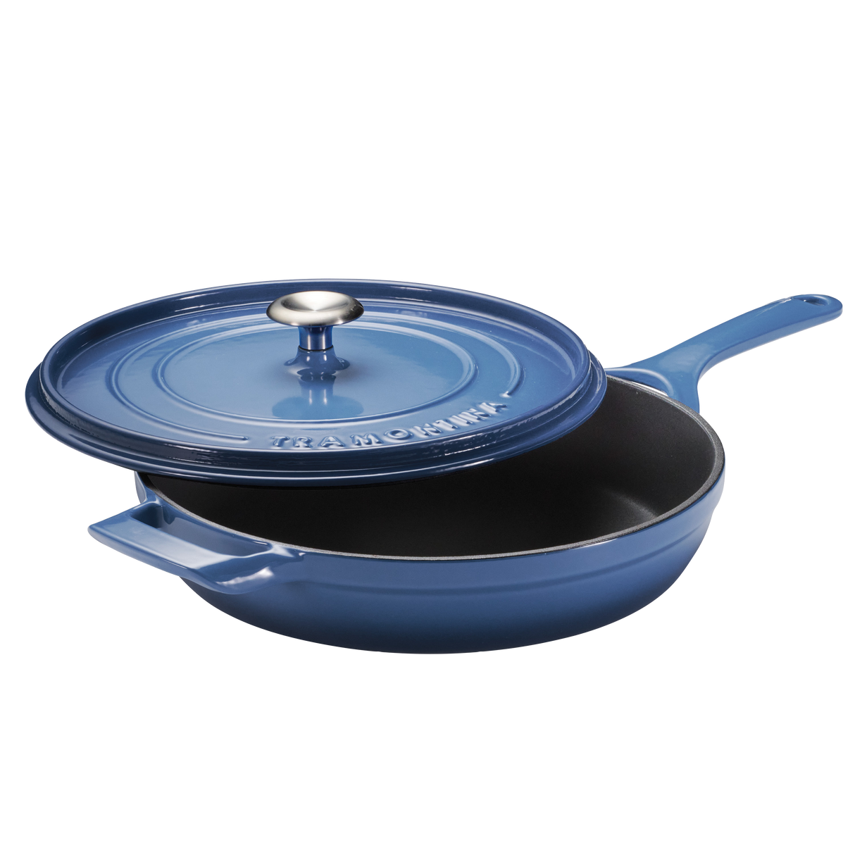 Tramontina Sartén con Tapa de Hierro Fundido Esmaltado Azul 30 cm - 3,8 L