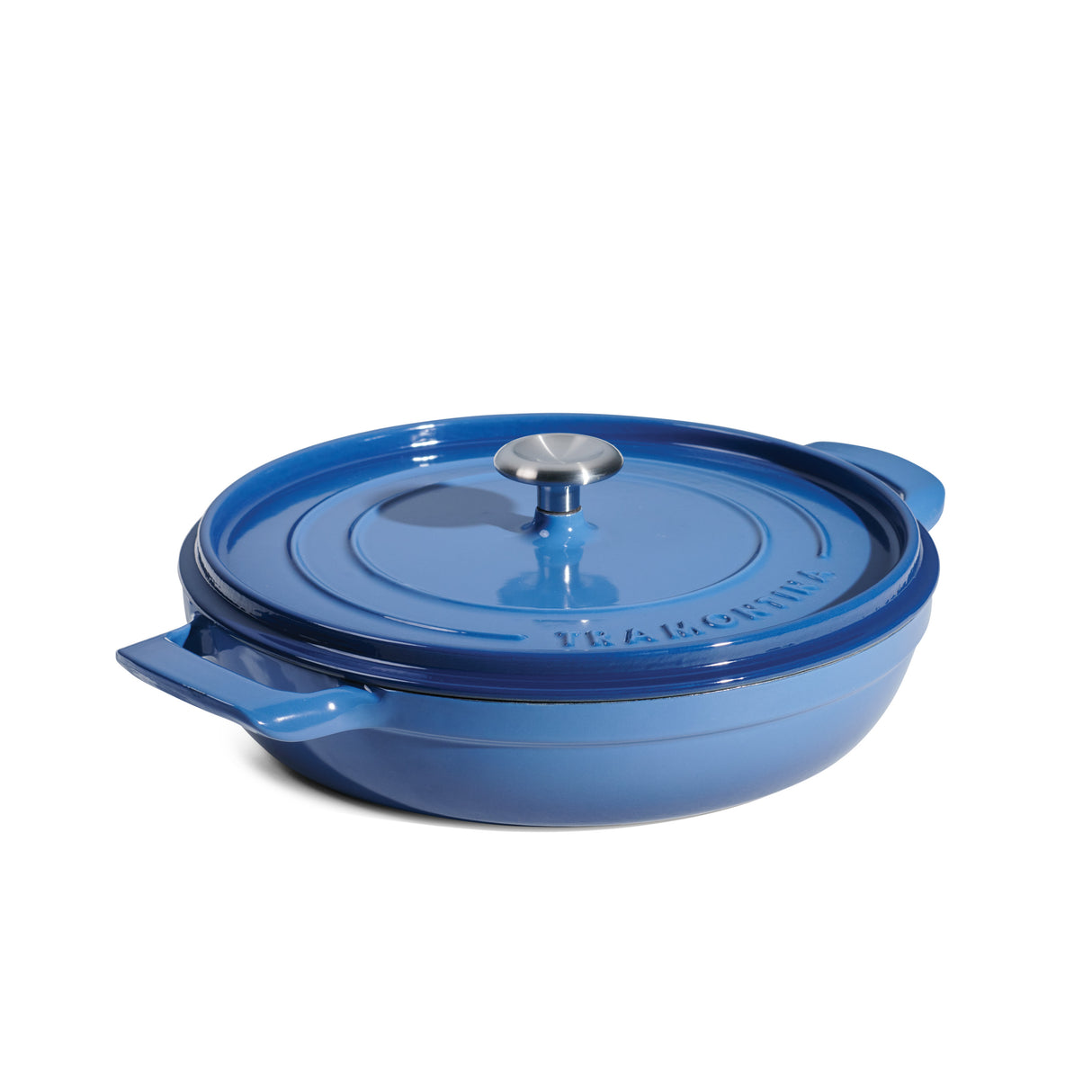 Tramontina Cazuela Baja con Tapa de Hierro Fundido Esmaltado Azul 30 cm - 3,8 L
