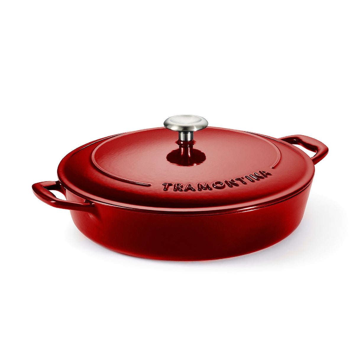 Tramontina Cazuela Baja de Hierro Fundido Esmaltado Rojo 30 cm 3,8L