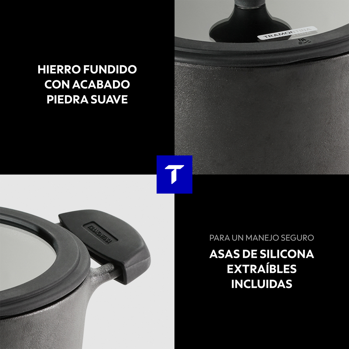Tramontina Cacerola de Hierro Fundido Precurada Titanex 24 cm 4,9L